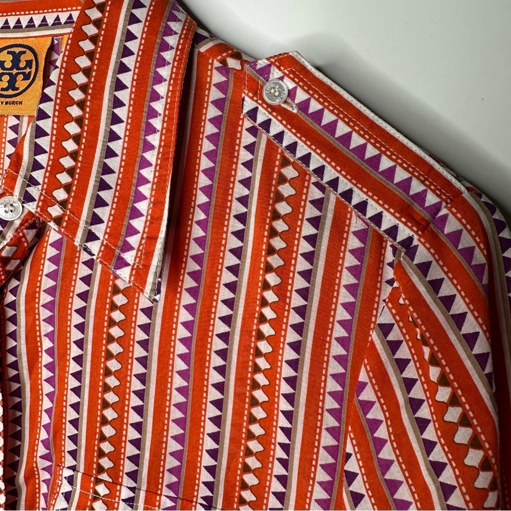 Tory Burch Geometric Print Button Front Blouse Sh… - image 6